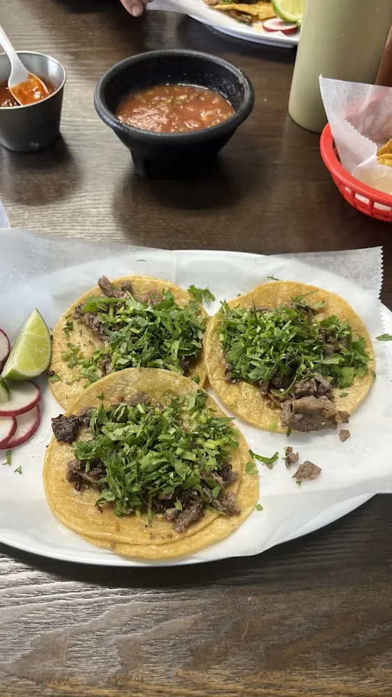 Three Steak Tacos with Cilantro